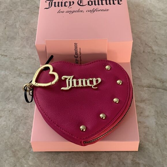 JUICY Pink Valentines Day Heart Keychain Purse NWT - Picture 1 of 6